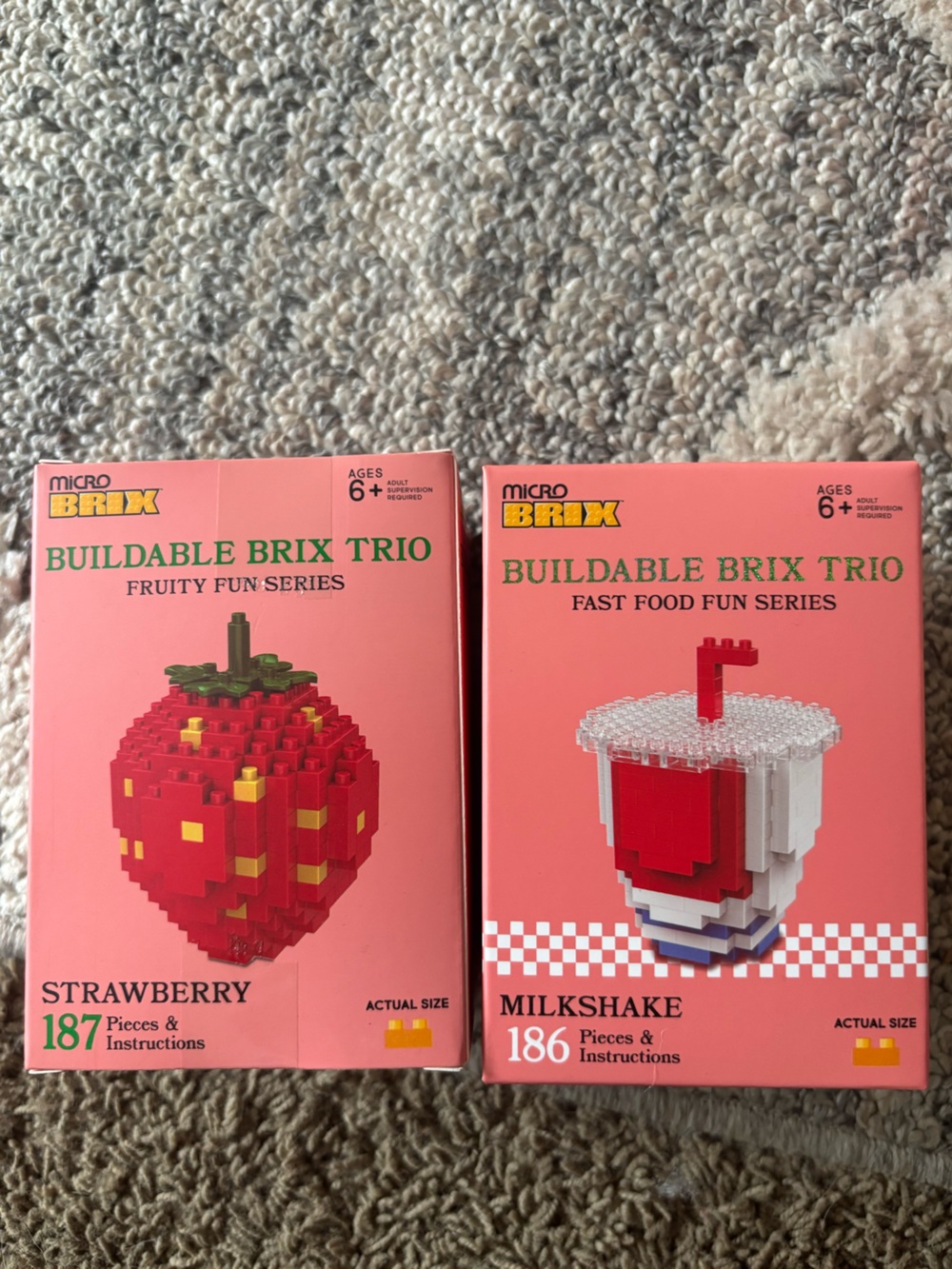 Buildable Brix Trio Set - Strawberry & Milkshake - Pink Boxes